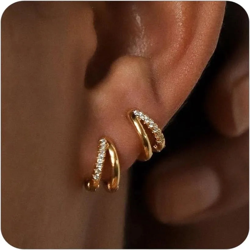 Orecchini A Cerchio Placcati Oro 14K Per Donna